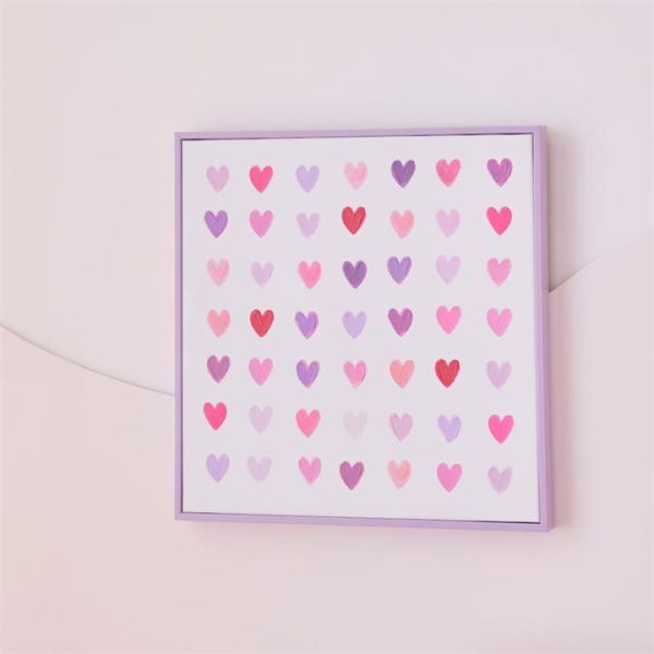 Adairs Purple Wall Art Kids Ombre Hearts