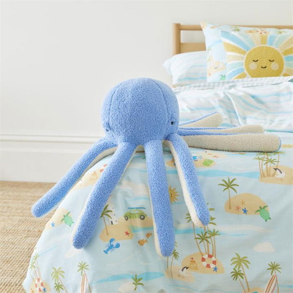 Adairs Kids Orlando the Octopus Classic Cushion - Blue (Blue Cushion)