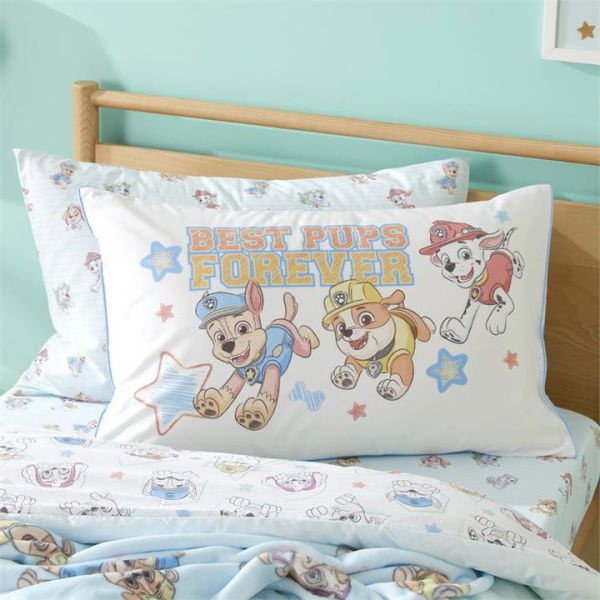 Adairs Kids Paw Patrol Best Pups Forever Kids Text Pillowcase - Blue (Blue Pillowcase)