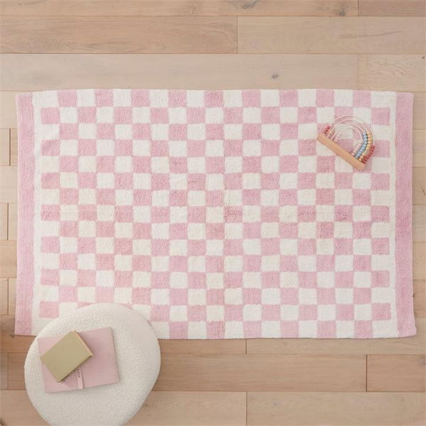 Adairs Kids Pink Check Decorative Rug (Pink Rug)