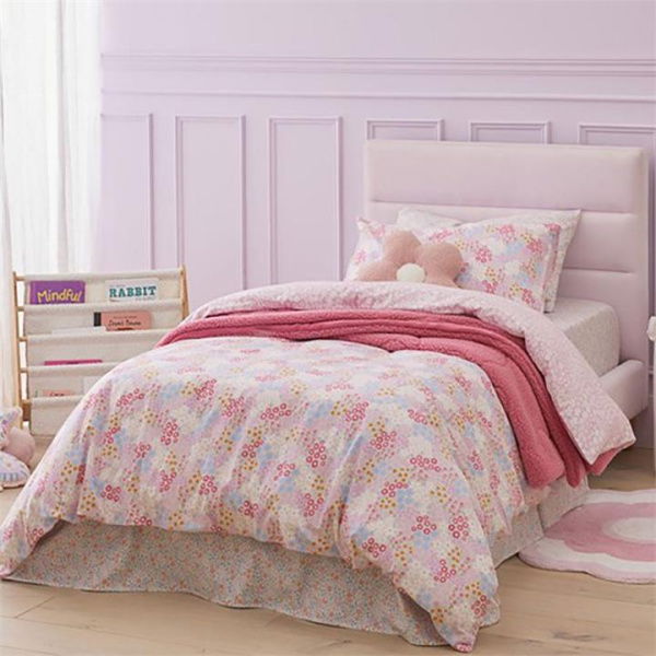 Adairs Kids Polly Floral Pink Flannelette Quilt Cover Set (Pink Cot)