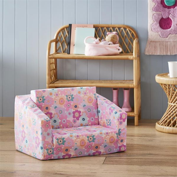 Adairs Pink Flip Out Sofa Kids Poppy Floral Flip Out Sofa Pink