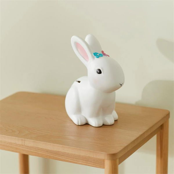 Adairs Kids Pretty Bunny Money Box - White (White Money Box)