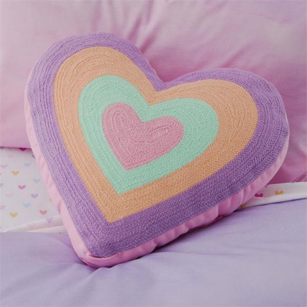 Adairs Kids Rainbow Heart Classic Cushion - Purple (Purple Cushion)