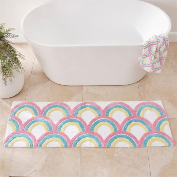 Adairs Kids Rainbow Multi Bath Runner - Pink (Pink Bath Runner)