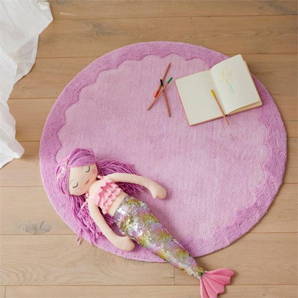 Adairs Kids Reece Lilac Scallop Rug - Purple (Purple Rug)