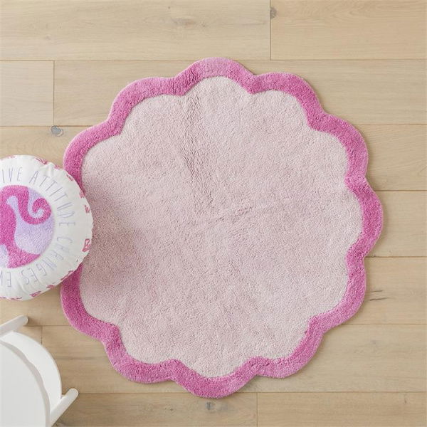 Adairs Pink Rug Kids Reece Pink Scallop