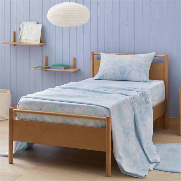 Adairs Kids Remy Ocean Tie Dye Flannelette Sheet Set - Blue (Blue Cot)