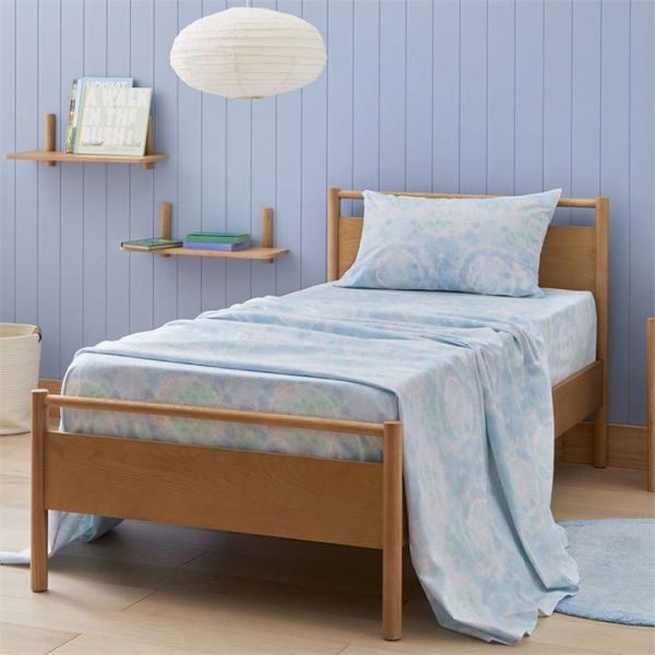 Adairs Kids Remy Ocean Tie Dye Flannelette Sheet Set - Blue (Blue Double)