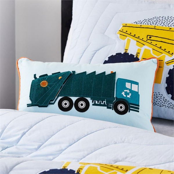 Adairs Kids Rubbish Truck Classic Cushion - Blue (Blue Cushion)