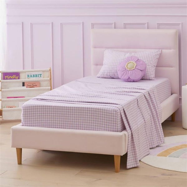 Adairs Kids Rylee Lilac Gingham Flannelette Sheet Set - Purple (Purple Cot)