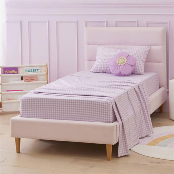 Adairs Kids Rylee Lilac Gingham Flannelette Sheet Set - Purple (Purple Double)