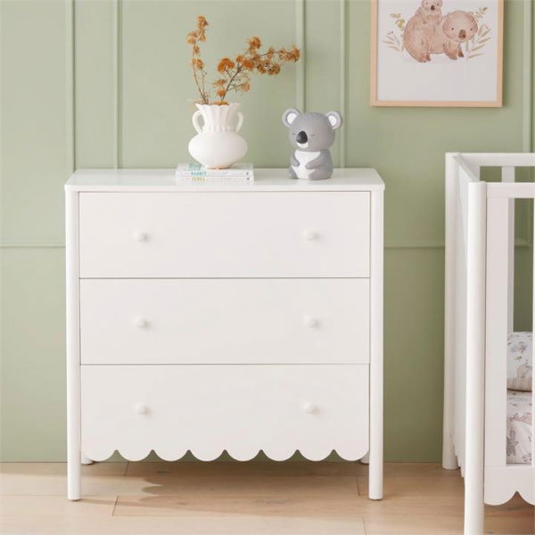 Adairs Kids Sadie Scallop Chest of Drawers - White (White Chest of Drawers)