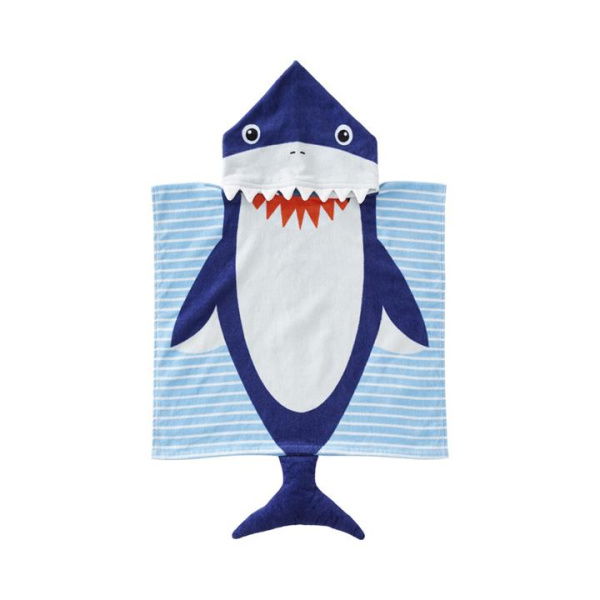 Adairs Blue Hooded Towel Kids Sammy Shark Hooded Beach