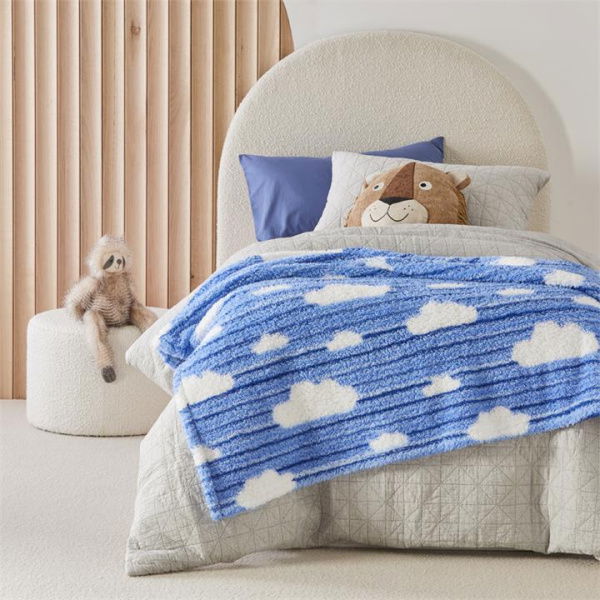 Adairs Kids Sammy Up In The Clouds Sherpa Throw - Blue (Blue Throw)