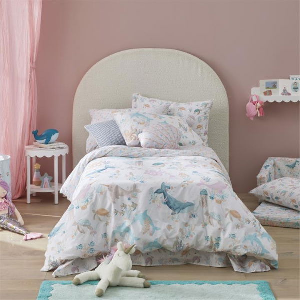 Adairs White Double Kids Sea Garden Quilt Cover Set