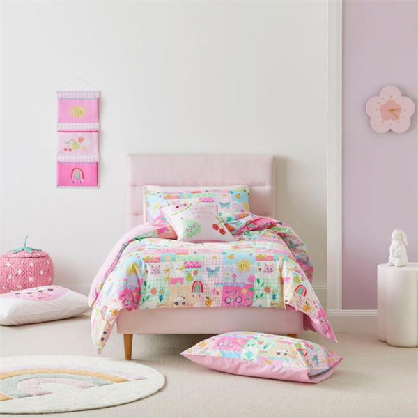 Adairs Pink Cot Kids Shine Your Way Quilt Cover Set