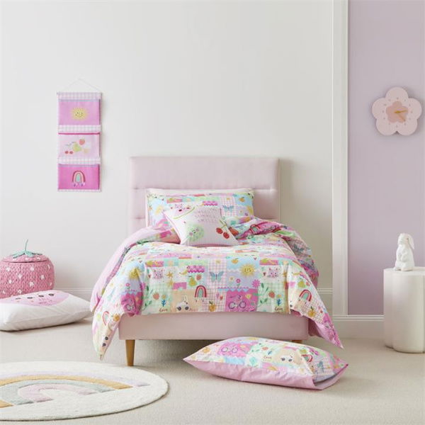 Adairs Pink Shine Your Way Kids Queen Quilt Cover Set