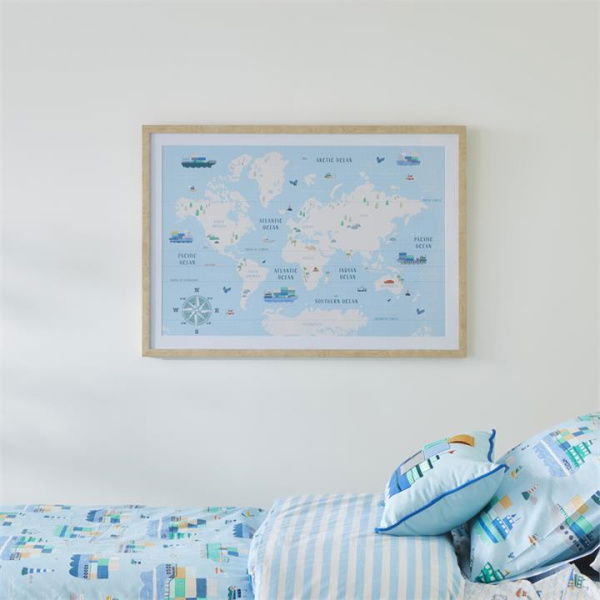 Adairs Blue Kids Ships Of The World Wall Art