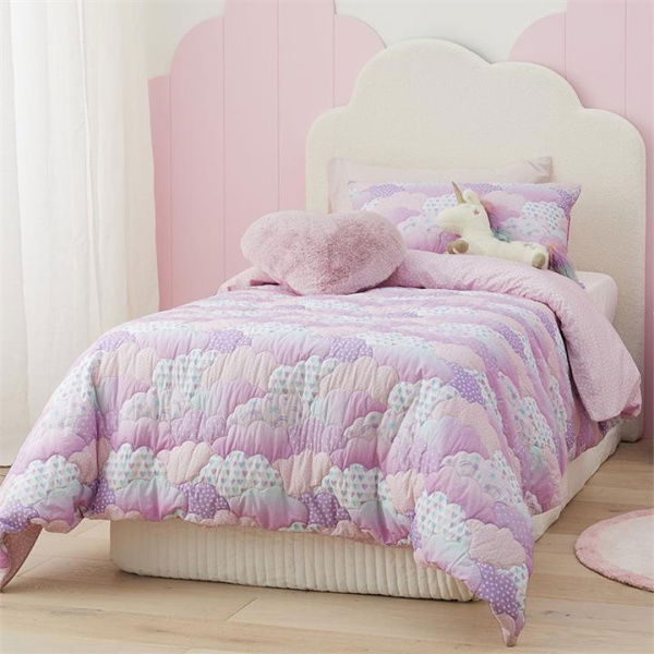 Adairs Kids Sleep In The Clouds Lilac Cot Quilted Quilt Cover Set - Purple (Purple Cot)