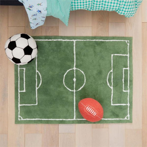 Adairs Kids Soccer Decorative Rug - Green (Green Rug)