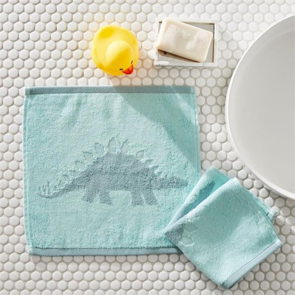 Adairs Blue Kids Stegosaurus Aqua Face Washer 2 Pack