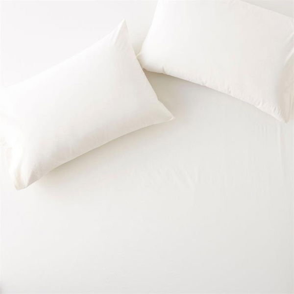 Adairs Kids Stonewashed Cotton White Pebble Fitted Sheet Set (White Double)