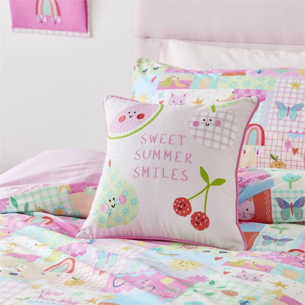 Adairs Pink Kids Summer Fruits Classic Cushion