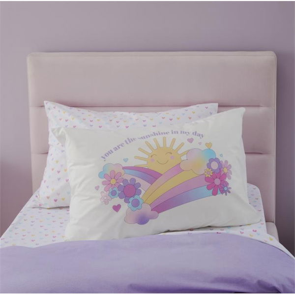 Adairs Kids Sunshine In My Day Kids Text Pillowcase - White (White Pillowcase)