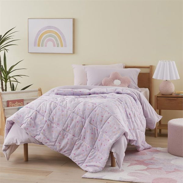 Adairs Kids Super Cuddly Lilac Heart Blanket - Purple (Purple Blanket)