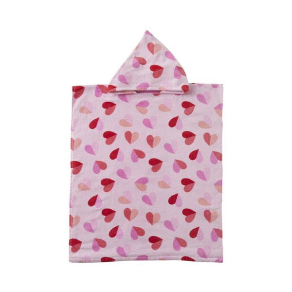 Adairs Pink Kids Sweet Hearts Kids Hooded Beach Towel Medium