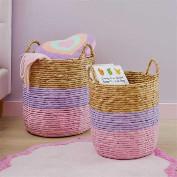 Adairs Kids Taylor Pinks Storage Basket - Pink (Pink Large)