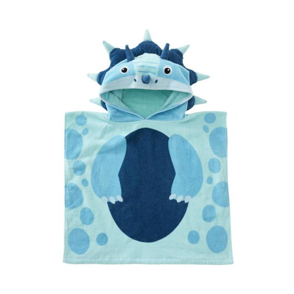 Adairs Blue Hooded Towel Kids Toby Triceratops Hooded Beach Towel Blue