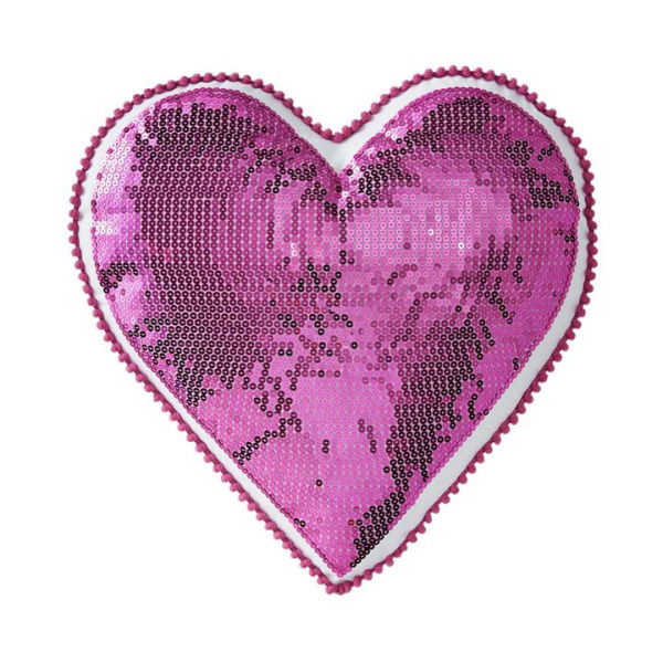 Adairs Pink Kids Trimmed Glitzy Heart Cushion