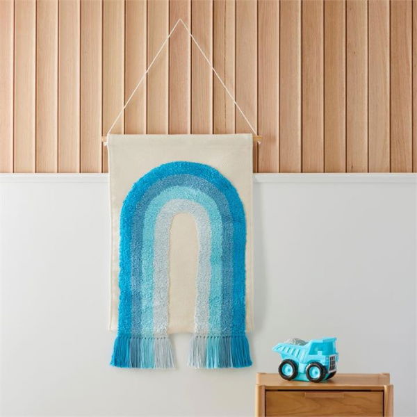 Adairs Blue Wall DÃ©cor Kids Tufted Rainbow Blues Designer Wall DÃ©cor Blue