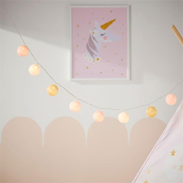 Adairs Pink String Light Kids Twinkle Pink & Gold String