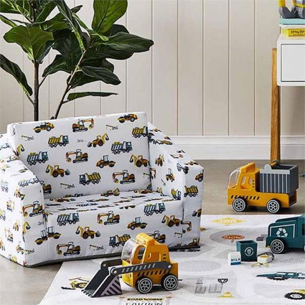 Adairs Yellow Kids Under Construction Yellow Flip Out Sofa