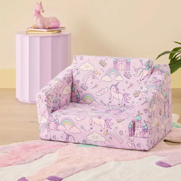 Adairs Kids Unicorn Fantasy Flip Out Sofa - Purple (Purple Flip Out Sofa)