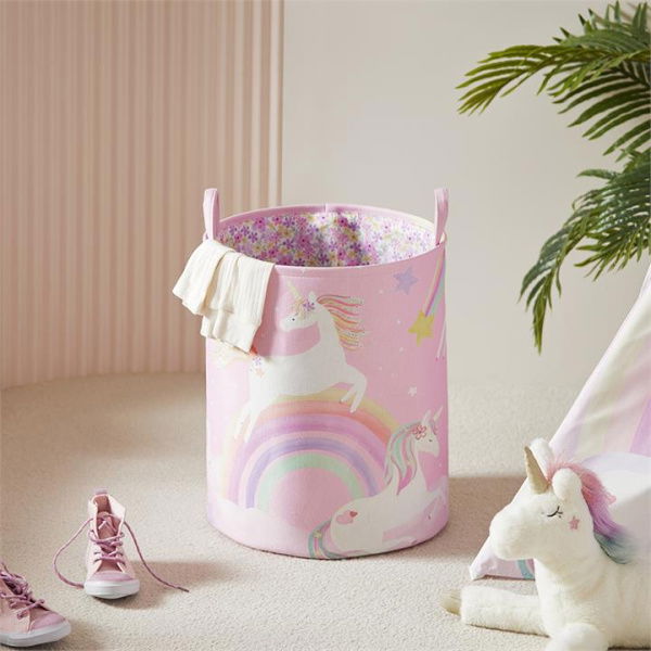 Adairs Pink Kids Unicorn Squad Designer Printed Basket