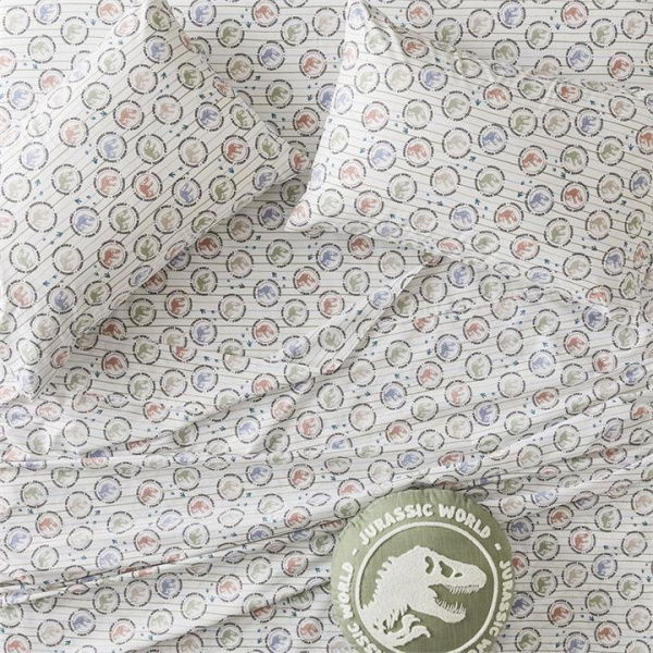 Adairs White Cot Kids Universal Jurassic World White Sheet Set