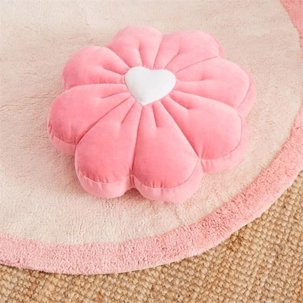 Adairs Kids Velvet Bloom Heart Fashion Cushion - Pink (Pink Cushion)