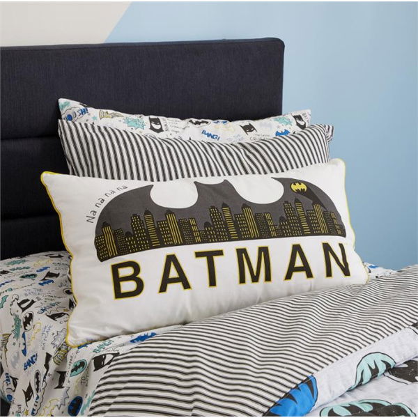 Adairs Kids Warner Bros Batman Signal White Nananana Kids Text Pillowcase (White Pillowcase)