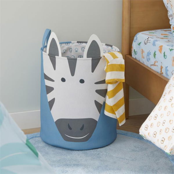 Adairs Blue Basket Kids Zebra Designer Printed Basket Blue