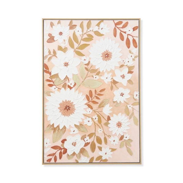 Adairs Kinfolk Spring Flowers Canvas - Natural (Natural Wall Art)