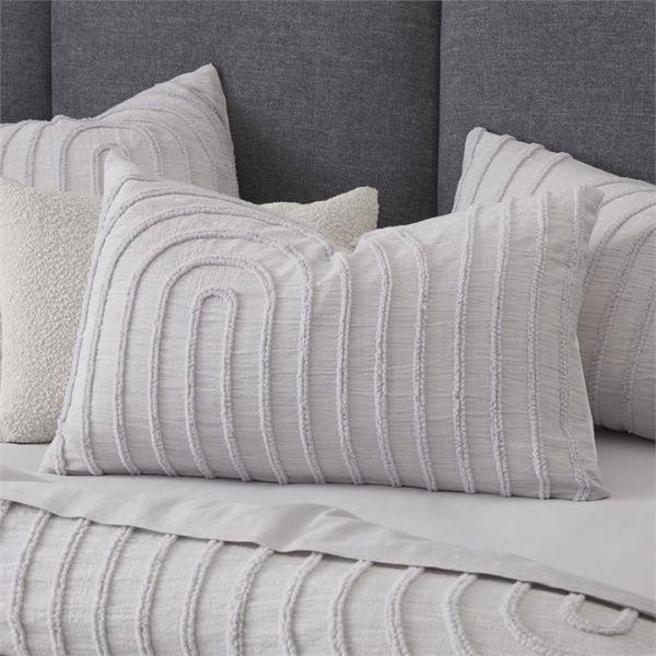 Adairs Kori Dove Tufted Pillowcases - White (White European Pillowcase Each)