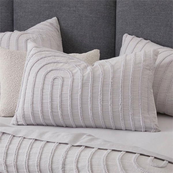 Adairs Kori Dove Tufted Pillowcases - White (White King Pillowcase Each)