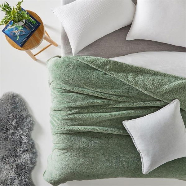Adairs Kyrie Sage Fleece Blanket (Sage Blanket)