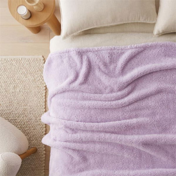 Adairs Kyrie Soft Lilac Fleece Blanket - Purple (Purple Blanket)