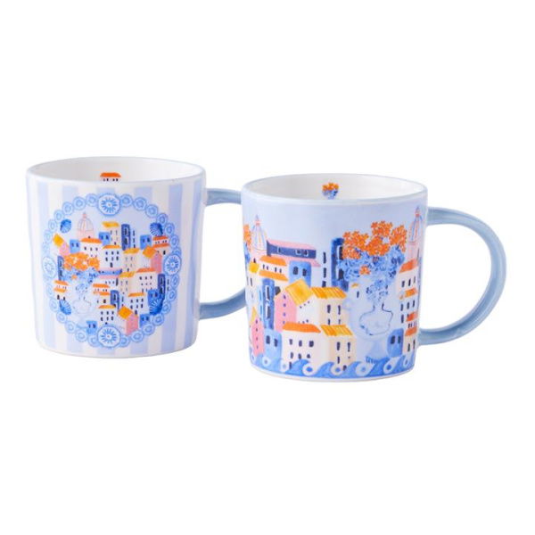 Adairs Blue La Dolce Vita Assorted Mugs Pack of 2