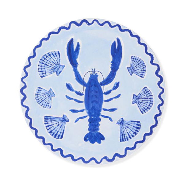 Adairs Blue Wall Art La Dolce Vita Lobster Round Timber Wall Art